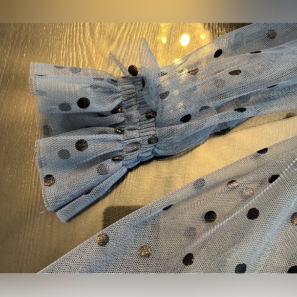 Girls Long Sleeve Polka Dot Tulle Formal Dress - Picture 4 of 7